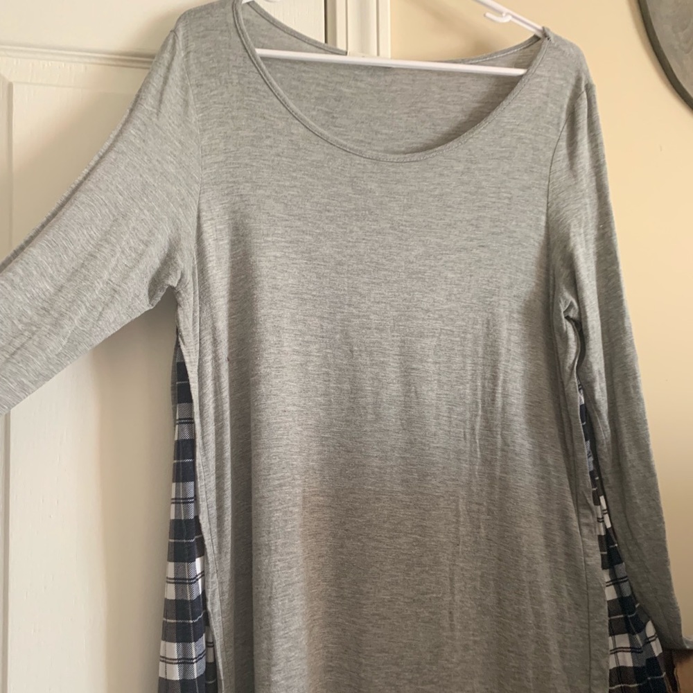 Grey Tunic with flannel detail